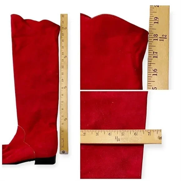 Vintage Yves Saint Laurent red suede long boots, Size 7 - Picture 12 of 15